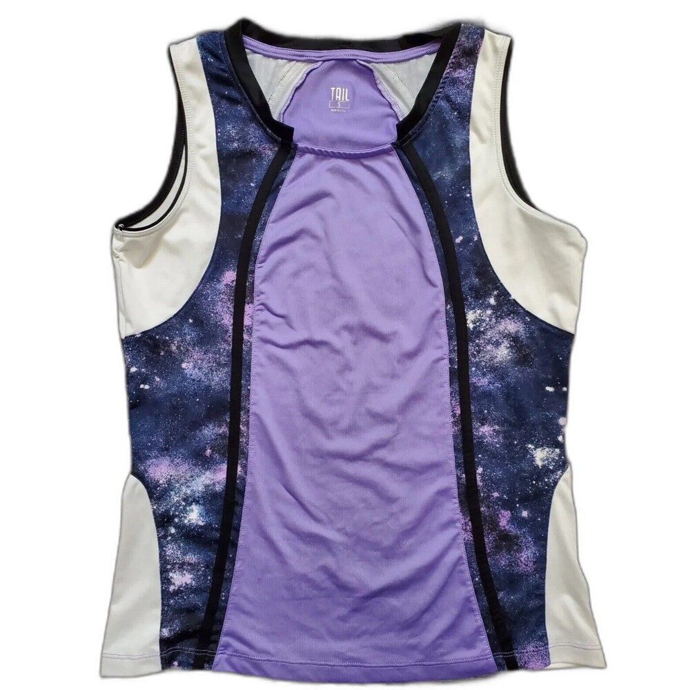 Tail Shirt Women Small Activewear Golf Top Sleeveless Black Purple Space Sky